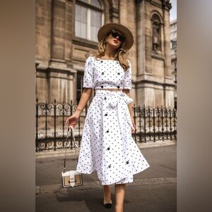 Lisa Marie Fernandez Diana Polka-Dot Linen Skirt